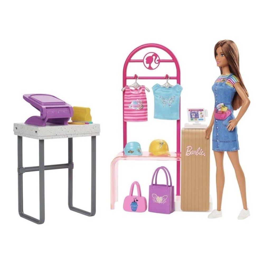 Mattel Barbie Make & Sell Boutique Playset w/Brunette Doll HKT78 NEW!
